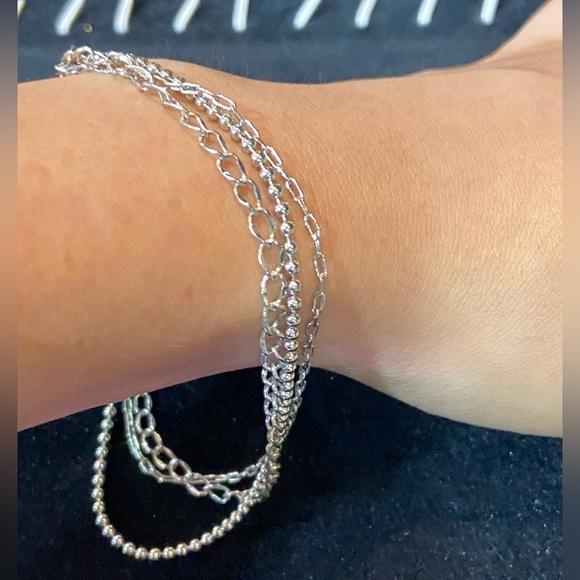 Multilayered Silver Sterling Anklet/ Bracelet - Picture 3 of 9